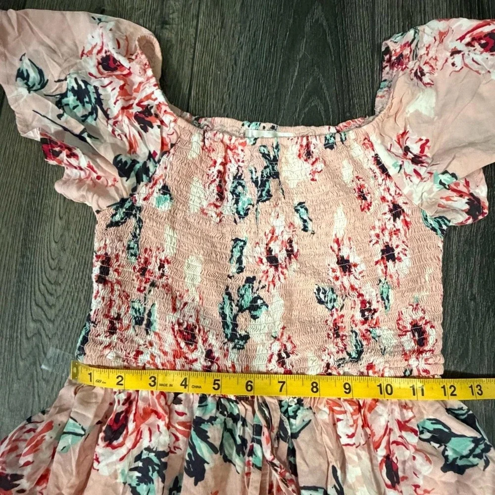 Band of Gypsies Floral Smocked High Low Maxi Dress Pink Small Boho Summer Garden - Picture 16 of 16